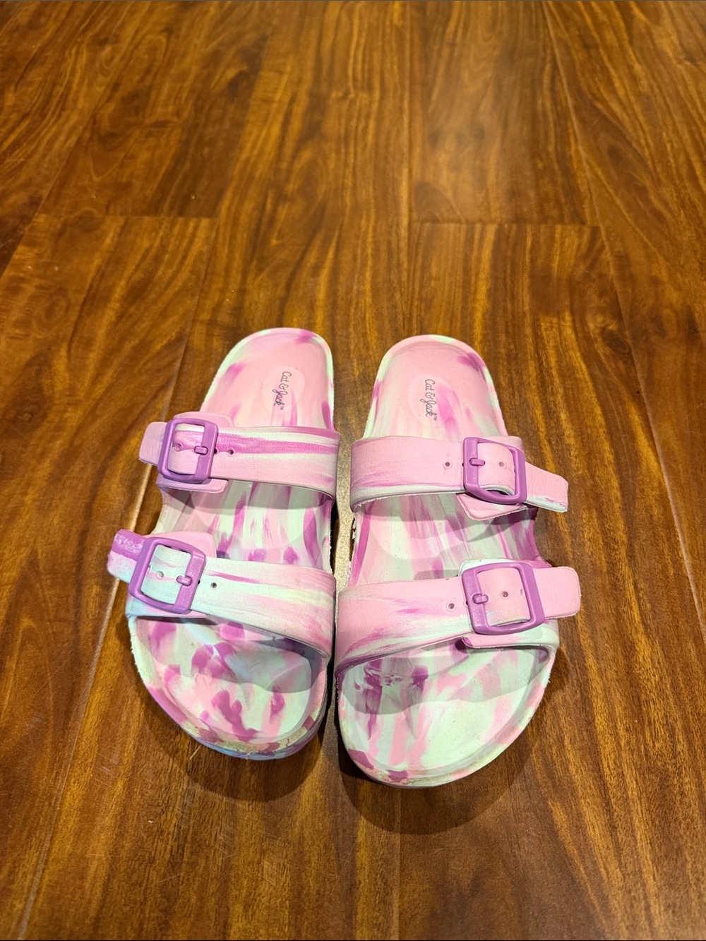 Cat & Jack Pink Tie-Dye Double-Strap Sandals